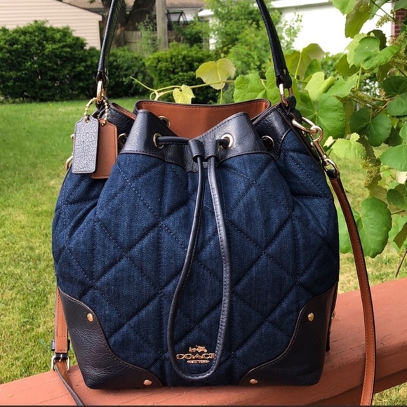 Coach Handbags - COACH F37242 MICKIE QUILTED DENIM LEATHER